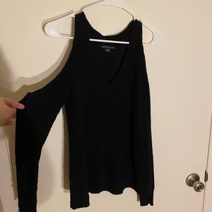 Black, cold shoulder sweater